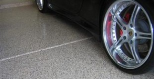 epoxy garage flooring with dark grey chips